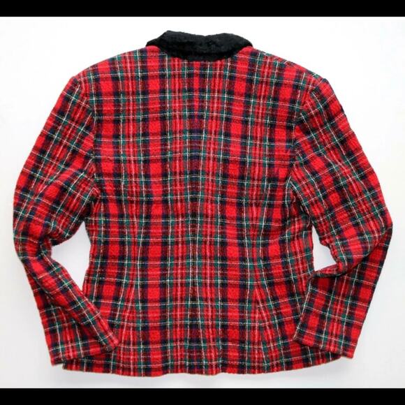 Carole Little St. Tropez West Size 8 Red Tartan Blazer IMMACULATE - Picture 6 of 8